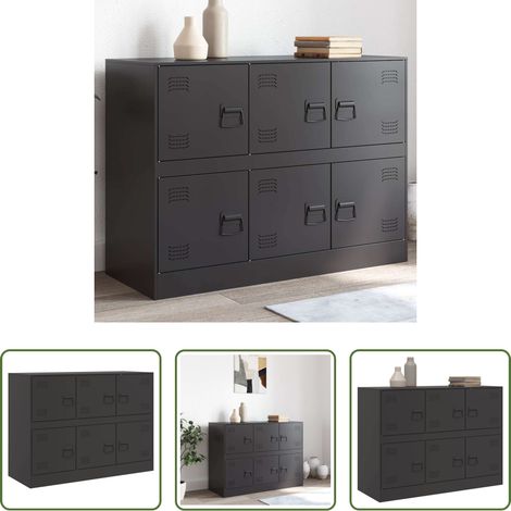 Schrank - Sideboard Schwarz 99x39x73 cm Stahl (1/5)