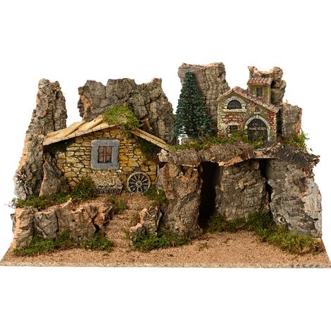 Casa di Natività in MDF al L 54 x P 34 x H 28 cm