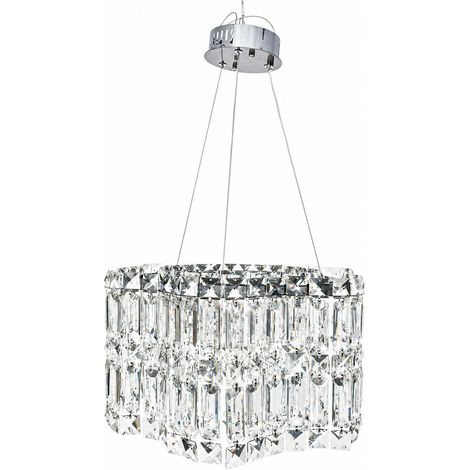 Lustre de Luxe en Cristal 50 cm, Suspension Florale Haut de Gamme, Luminaire Chic Forme Fleur de Prunier, Cristal et Métal pour Chambre, Salon, Salle à Manger