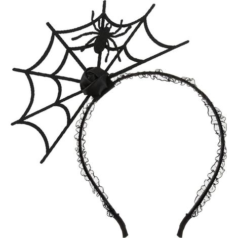 Serre-tête araignée d'Halloween - Cerceau de cheveux gothique noir à motif araignée et fleur pour cosplay, accessoires de costume de diable, cadeaux de fête d'Halloween et décorations festives (1/5)