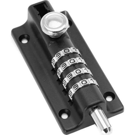 Verrou à combinaison avec mot de passe - Verrou de porte pour abri de jardin - Verrou de serrure à combinaison - Verrou de sécurité à code coulissant sans clé - Noir (1/5)
