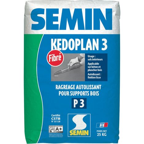 Semin – Enduit de ragréage autolissant fibré P3 – Haute résistance à l'eau – Pour supports bois – Sac 25 kg