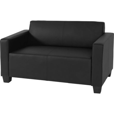 Canapé 2 places 136 cm style lounge assise rembourrée simili cuir noir structure bois 040011487 (1/5)