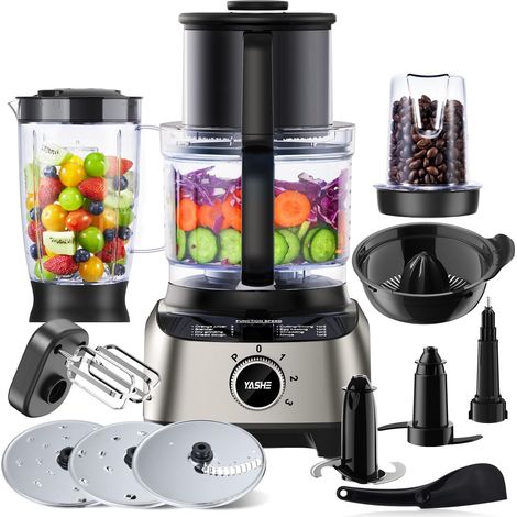 Robot Cuisine Multifonctions – Blender, Mixeur, Moulin, Presse-Agrumes, Pétrin avec Bol de 2,5L et Blender de 1,5L, 1300W, 3 Vitesses, Fonction Pulse, Verrouillage de Sécurité (1/5)