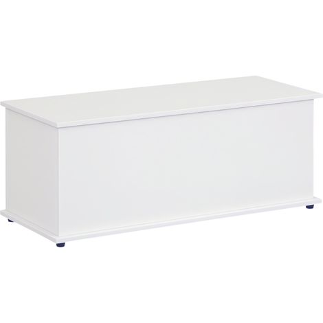 Coffre de rangement, banc de rangement avec couvercle rabattable et charnières de sécurité, banc chaussures, meuble d'entrée, couloir, chambre, salon, 100 x 40 x 40 cm, blanc