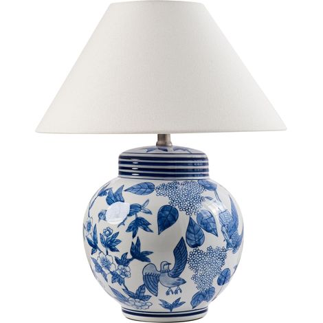 Tischlampe ARUNCA Porzellan Weiß / Blau (1/5)
