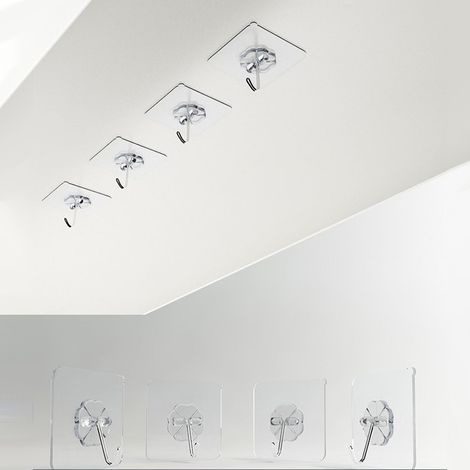 Lot de 7 crochets adhésifs muraux transparents sans perçage, pour serviettes et manteaux, à fixer sur une porte de salle de bain ou un mur. (1/5)
