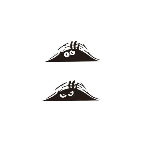 2 Pièces Cartoon Funny Peeking Monstre en Vinyle Autocollant,Peeking Monster Effrayant Yeux Autocollant de Voiture Peeking Elf Decal Imperméable Sourire et Angry Noir Autocollants (Noir)