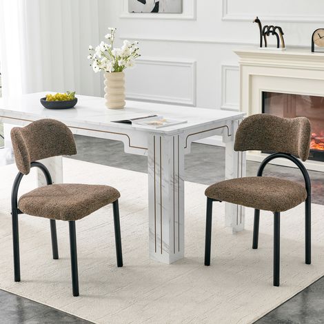 Lot de 2 chaises de salle à manger avec assise et dossier rembourrés, chaises modernes avec structure métallique noire, chaises uniquement sans table (1/5)