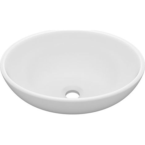 Lavabo ovale di lusso 40 x 33 cm in ceramica bianco opaco 020002663