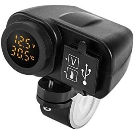 Chargeur USB pour moto 12 V 5 V - Pour chargeur de moto 2,1 A 12 V - Avec voltmètre LED - Thermomètre d'affichagedyk-alovez (1/4)