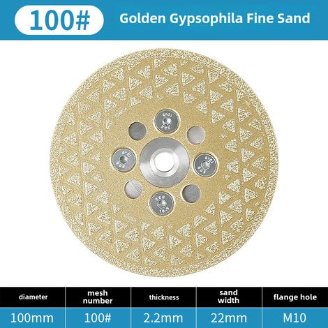 Pièces de découpe et de meulage diamantées double face pour gipsophile, pièces de découpe pour pierre de marbre rénovée, pièces de meulage pour meuleuse d'angle (sable fin 10 cm, grain 100) (1/5)