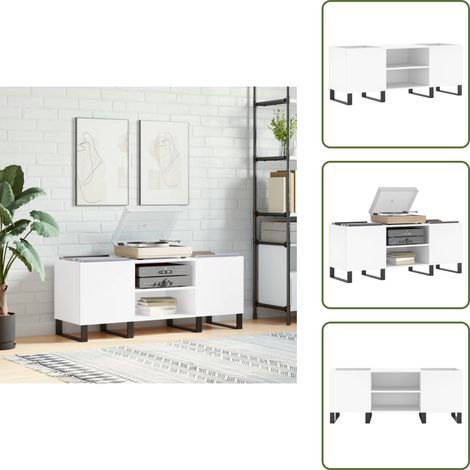 Madera contrachapada - vidaXL Mueble para discos madera contrachapada blanco 121x38x48 cm - Mueble industrial