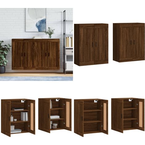 Wandschränke 2 Stk. Braun Eichen-Optik Holzwerkstoff - Wandschrank - Sideboard - Regal - Wohnzimmer Dekoration - Möbel - Home & Living (1/5)