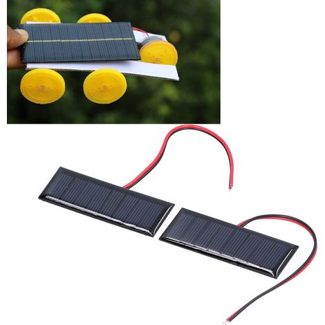 2 pièces Panneau Solaire Polysilicium 0.2W 4V avec Câble Électronique 75x25mm pour Projets Scientifiques (1/5)