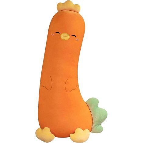 Adorable coussin en peluche en forme de poussin carotte, légume long et mignon, orange 39 pouces. (1/5)
