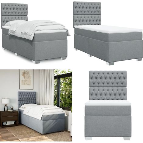 Boxspringbett mit Matratze Hellgrau 100x200 cm Stoff - Boxspringbett - Doppelbett - Bettsystem - Schlafsofa - Polsterbett - Home & Living