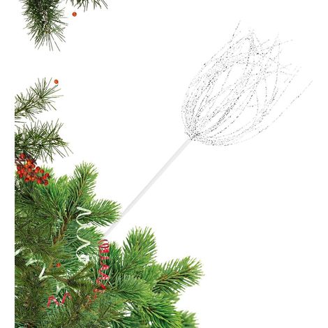 Branches De Sapin De Noël Décorations De 32 Cm À Tige Pailletée Feuillage De Noël Pour Artisanat Pour Les Fêtes De Hiver Et D'Automne La Maison En Intérieur Sur Manteau Et Table (1/5)