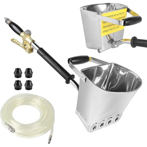 Mortar Gun 4 Jets Cement Gun 3.5L Compressed Air Plastering Machine with 12mm x 10m High Pressure Air Hose Painting Tool for Walls and Ceilings - Without Lid (1/5)