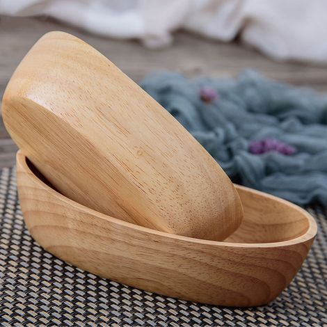 Bol en bois en forme de bateau, saladier, assiette à fruits, assiette à apéritif, assiette à sushis, 15,5 cm de long (1/5)