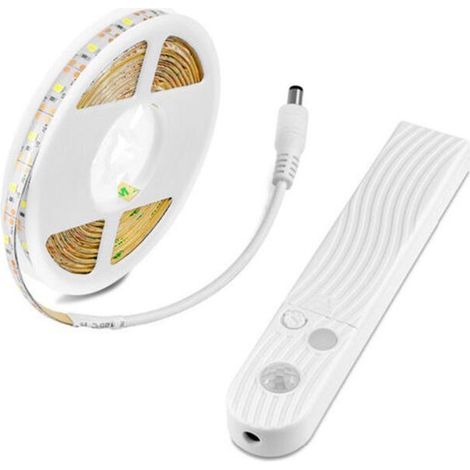 Boîte à piles à induction pour corps humain 5V, étanche, avec barre lumineuse LED intelligente, guirlande LED blanc chaud 3500K, ceinture lumineuse 2M et capteur (1/5)