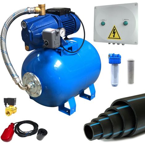 Kit surpresseur 50L avec pompe auto-amorçante – Débit 4,2m3/h – Hauteur de refoulement 44,3m – Protection contre manque d'eau – Pompe&Moteur