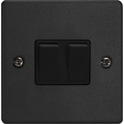 Varilight ES 2-Gang 10A 1- or 2-Way Matt Black Rocker Switch