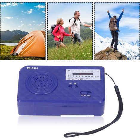 [Radio solar multifuncional] Linterna ligera de ABS de 280 g, función de carga USB/portátil, señal de emergencia solar azul para acampar, 90 dB FM 87.5–108 MHz, AM 522–1710 kHz, incluye batería de lit (1/5)
