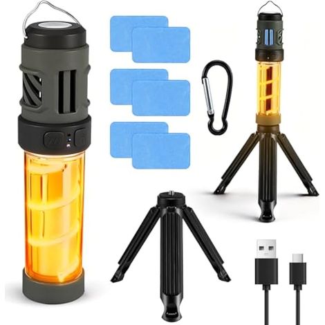 Anti-moustiques électrique Portable, Lampe camping rechargeable 3000mAh avec trépied détachable base magnétique pastilles anti-moustiques 5modes d'éclairage pour randonnée pique-niques (1/5)