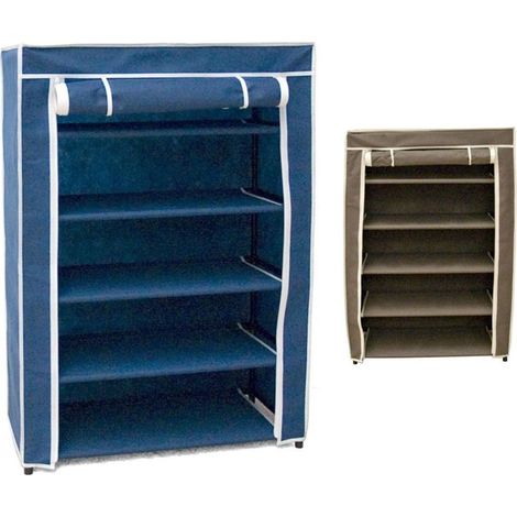 TrAdE Shop Traesio - Scarpiera In Metallo E Tessuto Colorata Richiudibile Da Campeggio 60x30x88cm -