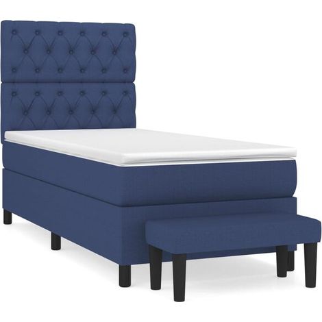 Cadre de lit en tissu, matelas inclus, bleu, 80 x 200 cm (1/5)