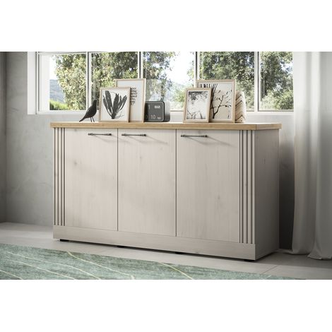 Buffet/bahut contemporain 164 cm chêne blanc Elbeth (1/5)