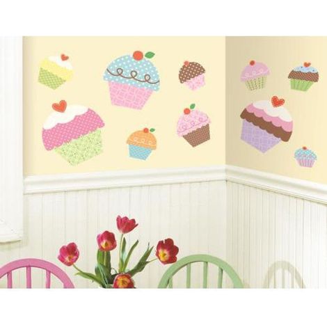 HAPPY CUPCAKE - Stickers repositionnables géants farandole de cupcakes (1/3)