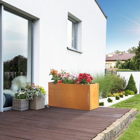 Fioriera Vaargel in Acciaio Corten Portafiori 40x80x30 cm - Marrone Ossidato casa.pro (1/5)