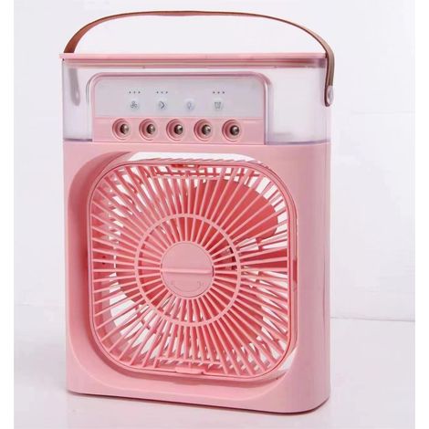 Mini ventilateur électrique portable silencieux de bureau/dortoir avec brumisateur et humidificateur intégré, rechargeable par USB [rose] (1/5)