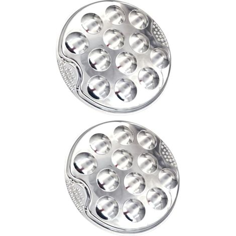 2 Pièces Assiette Escargots, Acier Inoxydable, 12 Compartiments, Antirouille, Pour Four Et Barbecue