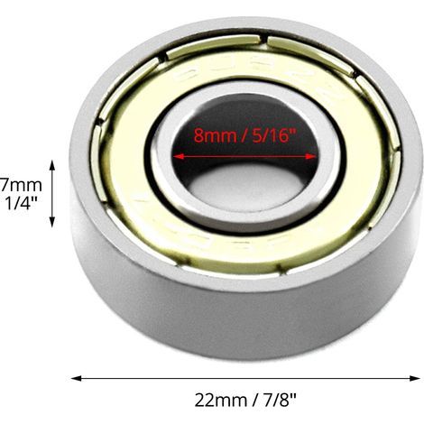 ® 40 pièces 608zz roulements à Billes, pour Planches à roulettes, Scooters, Patins à Roues alignées, 8 mm x 22 mm x 7 mm (1/4)