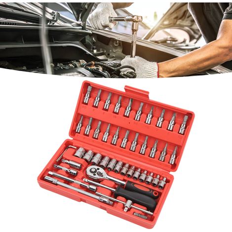 (Boutique exclusive YINHING) (Marque YINHING, 90 pièces) Coffret de 46 clés à douille à cliquet 1/4" - Outils métriques pour garage et réparation automobile (1/5)