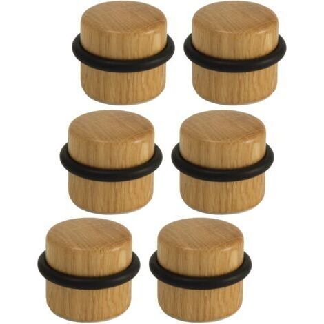 Arrêts de Portes - Butée de Porte Adhésive en Bois pour Sol - Butoirs de Porte Protection de Portes et Murs - Pack 6 unités (Chêne)-AIMOONSA