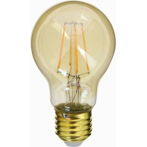 Vintage-LED-Ampulle mit sichtbarem Faden, Form A60, E27-Fassung, 3,8 W (entspricht 30 W), 350 lm, warmweißes Licht (2700 K), bernsteinfarbenes Glas, ideal für Kronleuchter, Wandleuchten und dekorative
