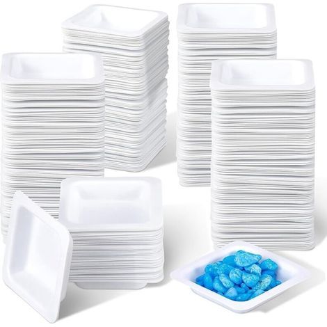 ALLIANDISLot de 200 petites barquettes de pesée jetables en plastique de 7 ml pour balance, barquettes de pesée carrées en plastique, mini-barquettes verseuses (1/4)