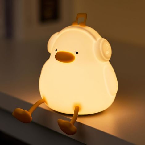 Veilleuse LED canard pour enfants, lampe de chevet canard lumineux en silicone souple et mignon, veilleuse à 3 niveaux d'intensité pour la chambre de bébé/enfant (1/5)