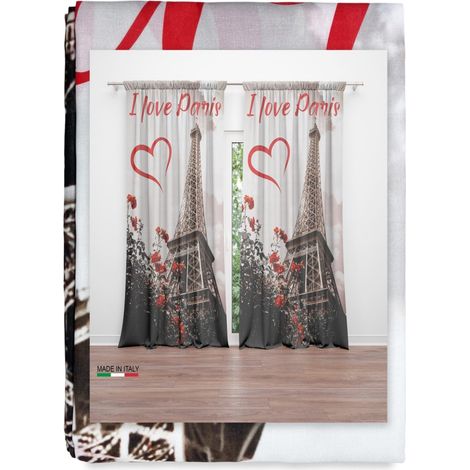TENTE I LOVE PARIS cm.160x300 emballé Made in ITALY lin mélange