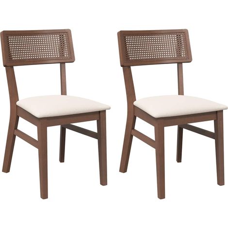 Maison Exclusive - Sedie da Pranzo con Cuscini 2pz Marrone Legno Massello di Hevea (1/5)