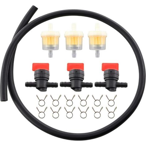 Lot de 3 robinets à essence universels 6 mm - Pour la plupart des moteurs Briggs & Stratton 698183, 494768, 493960, 491860, Wolf 2058063, 2059063 (1/5)