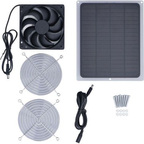 Ventilateur à panneau solaire 6W avec filet de protection. serre étanche pour poulailler pour l'extérieur