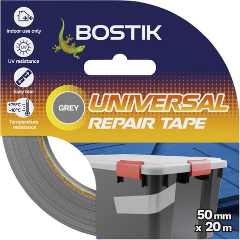 Ruban adhésif de réparation universel Gris Ruban adhésif solide pour tout substrat Facile à déchirer Utilisation intérieure uniquement Rouleau de 50 mm x 20 m (1/5)