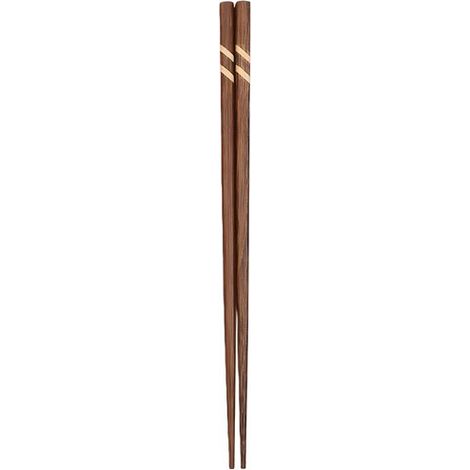paia di bacchette per casa, hotel, ristorante ecc. Legno di wengé con venature diagonali, 22,5 cm, colore legno naturale. (1/5)