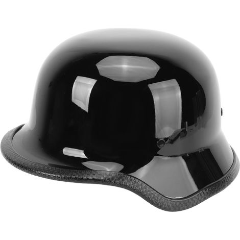 Casque demi-jet unisexe pour moto et sports de plein air, avec bandes réfléchissantes, noir brillant, taille XXL. Convient aux hommes, femmes et enfants. (1/5)