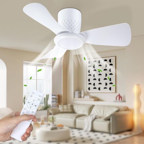 Ventilateur de plafond, 15W LED, moteur DC 20W, 6 vitesses, ultra silencieux, fonction été-hiver, minuteur, 3 températures de lumière, Ø71cm. (1/5)